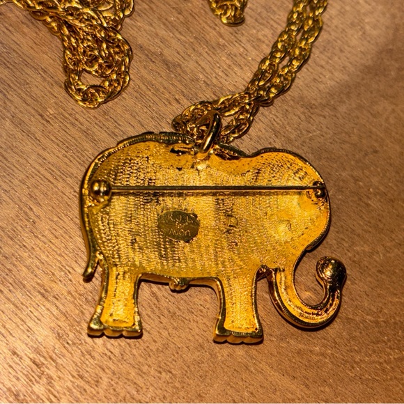 Kenneth Jay Lane for Avon lucky elephant brooch-pendant necklace - Picture 5 of 7